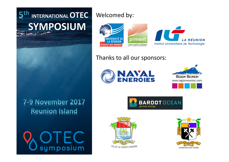 5th International OTEC SYMPOSIUM 7-9 November 2017 Reunion Island